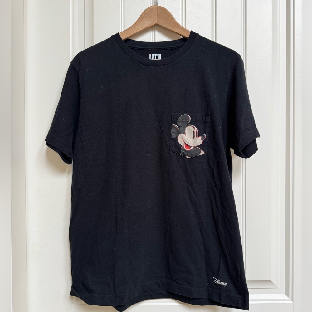 Uniqlo x Disney x Andy Warhol Mickey Mouse Black Cotton Short Sleeve Tee. M